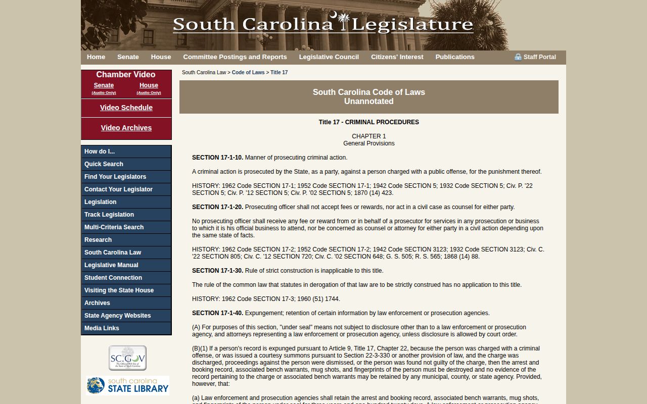 South Carolina law source for Allendale County booking-record and mugshot rules